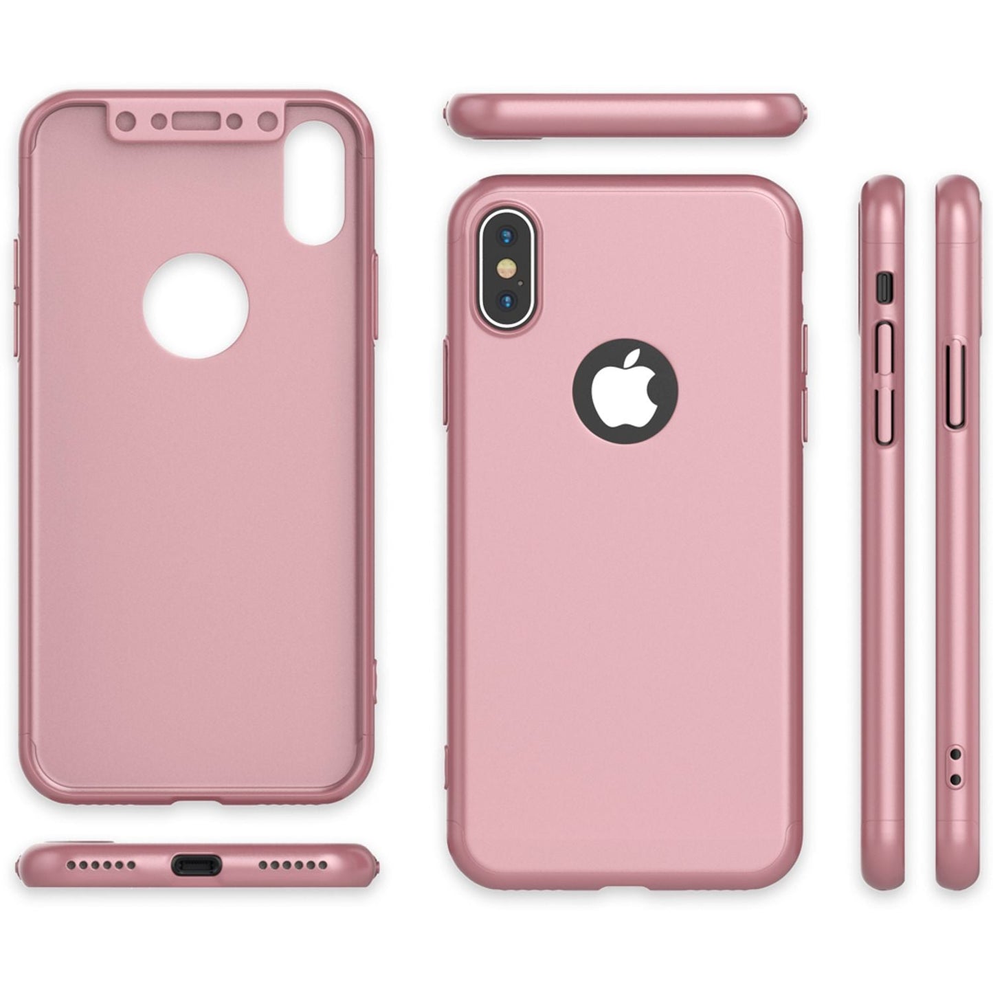 NALIA 360 gráðu hulstur fyrir iPhone X XS, alhliða símahulstur með skjávörn