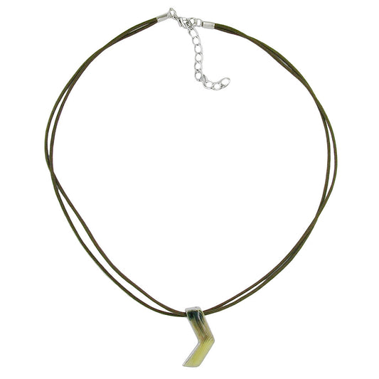 Keðja, horn, ólífugrænt-mint-silfur, enamel