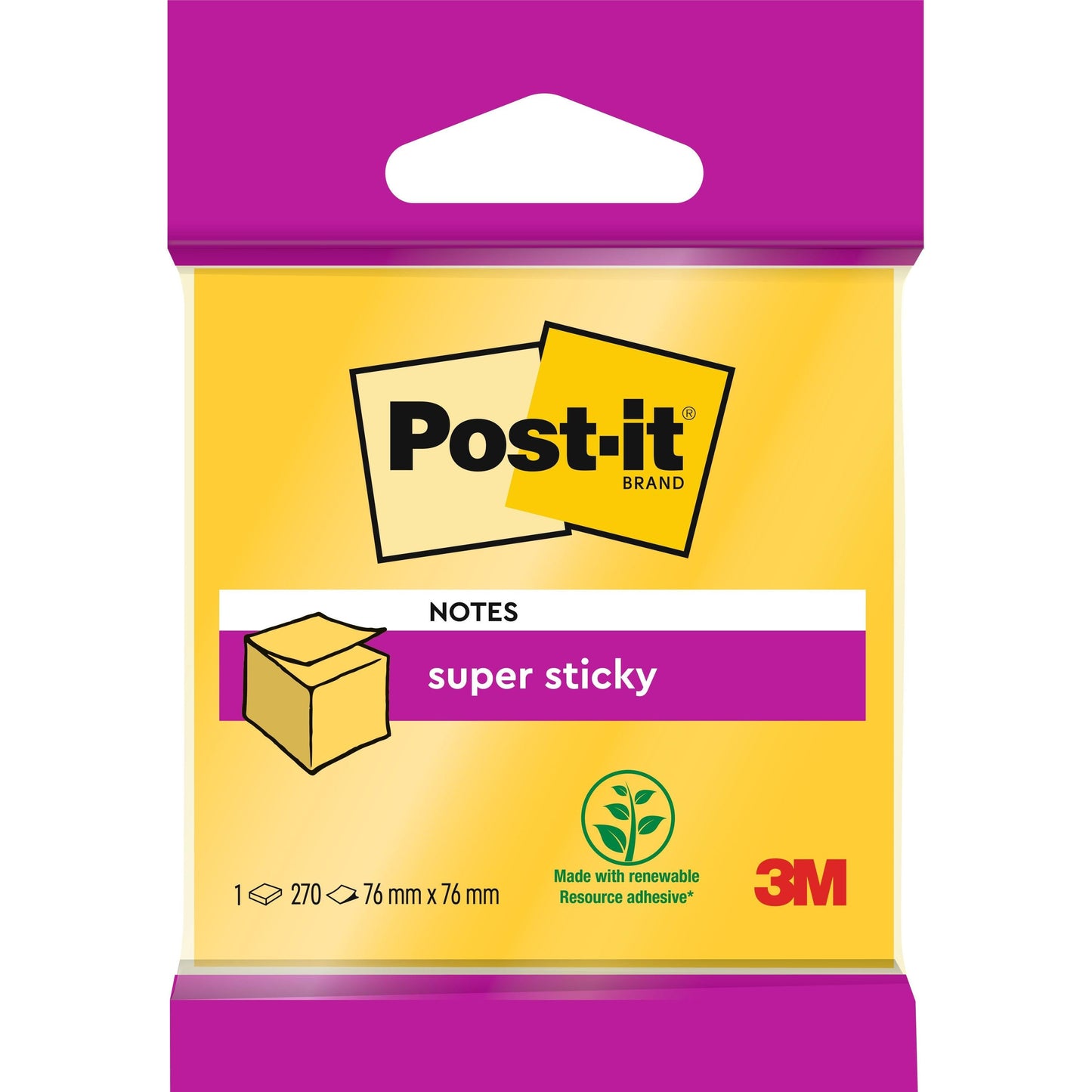 Post-it® Super Sticky Notes Würfel, 76 mm x 76 mm, 100% PEFC