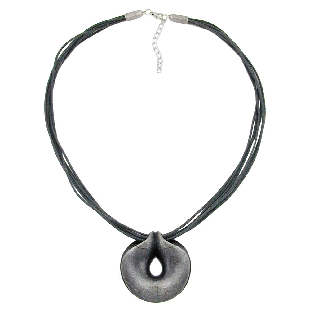 Keðja 52mm plasthengiskraut, forn silfurlitaður snúra, grár 55cm