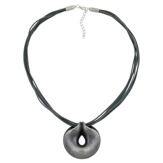 Keðja 52mm plasthengiskraut, forn silfurlitaður snúra, grár 55cm