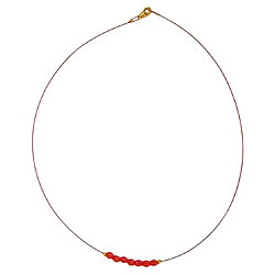 Vírkeðja með slípuðum plastperlum, rauð 40 cm
