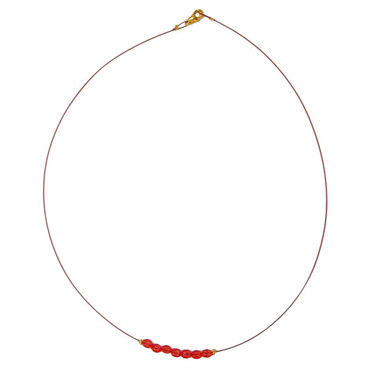 Vírkeðja með slípuðum plastperlum, rauð 40 cm