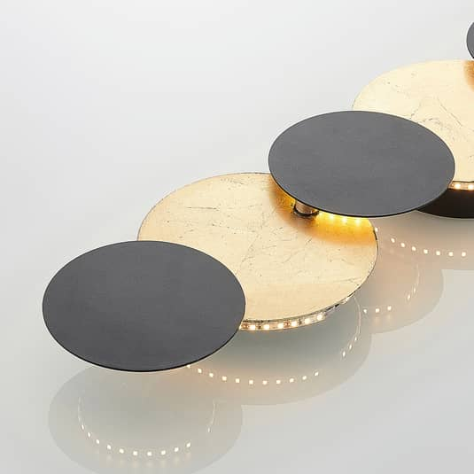 Lindby Grazyna LED veggljós í B-flokki, sjö ljós, 24W, svart 