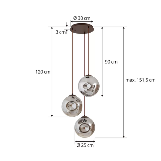 B-stock Lindby hanging light Valentina E27 ø 49cm smoke gray glass hanging lamp lamp Leuc643