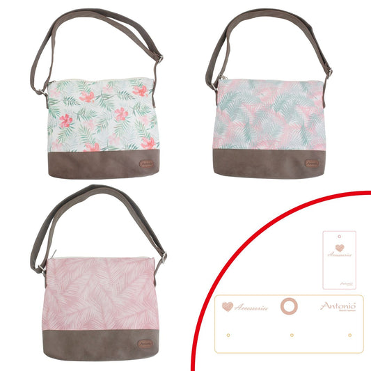 Damen Schulter Tasche » Tropische Blumen » Mädchen Umhängetasche » 28 x 32 cm » Damen Handtasche » leichte Tasche mit Reißverschluss und Schultergurt