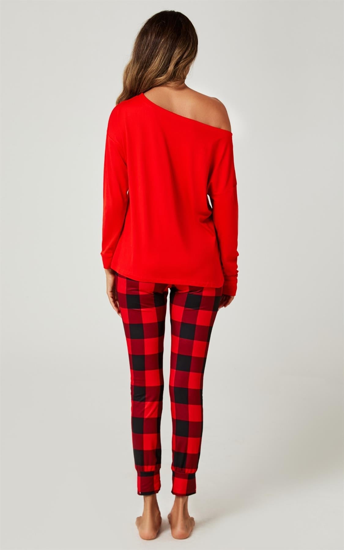 Let It Snow* Christmas Long Sleeve SweatShirt Top &amp; Trousers Co Ord In Red