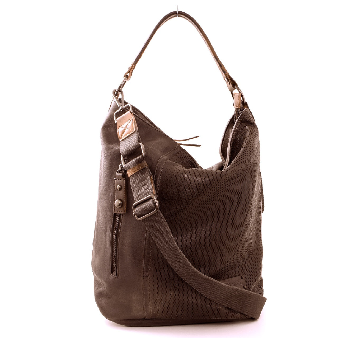 Vintage Beuteltasche mit Reißverschluß Dunkelbraun