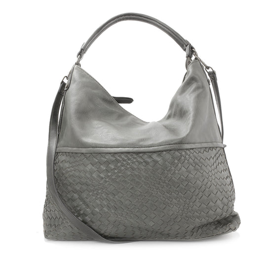 Schultertasche Beutel mit Flechtoptik