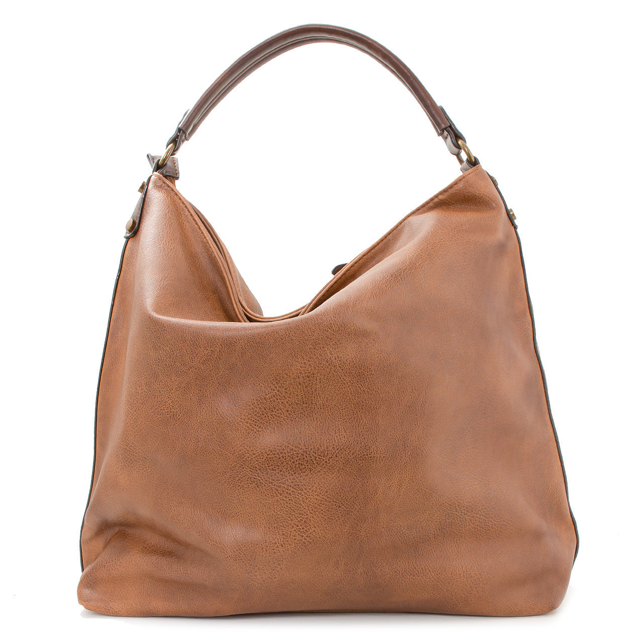 Schultertasche Beutel mit Flechtoptik Cognac Braun