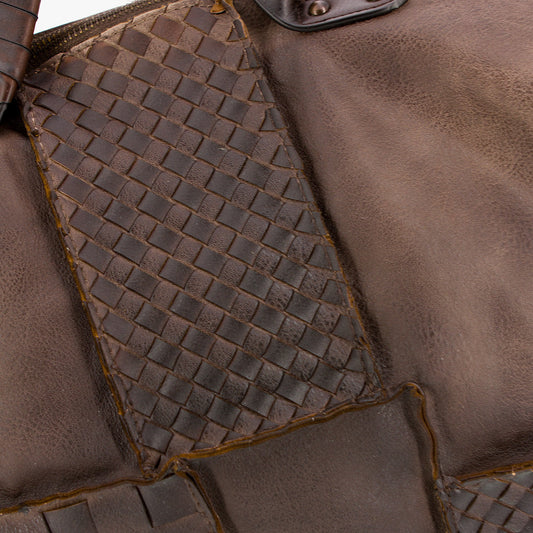 Vintage Bag Tasche Flechteinsatz Braun