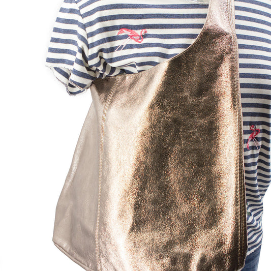 Leder Schulter- Beuteltasche Bronze