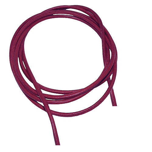 Leðursnúra úr kringlóttu nautalundi 2mm, lituð í fuchsia berjum, ca. 1m