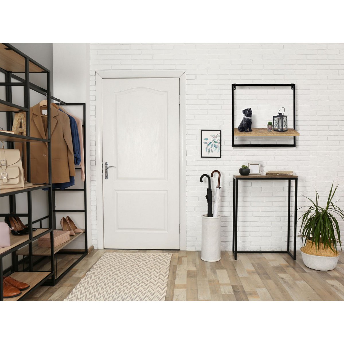 Hanging shelf - wall shelf - bookshelf 50x50x25 cm - Dock - metal frame black