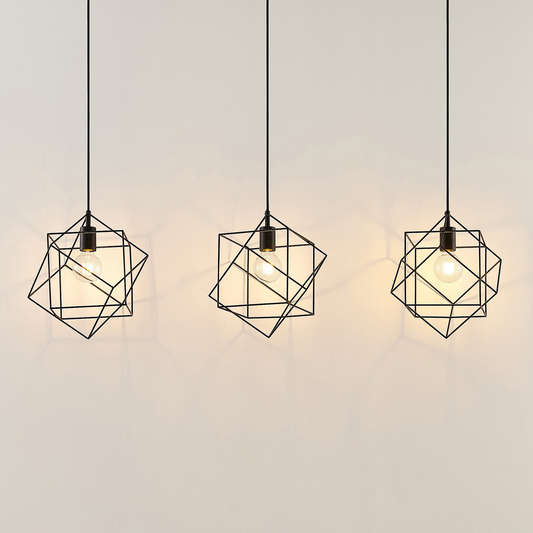 B-grade Lindby Finnigan pendant light with grid shade, ceiling lamp, decorative pendant light, E27
