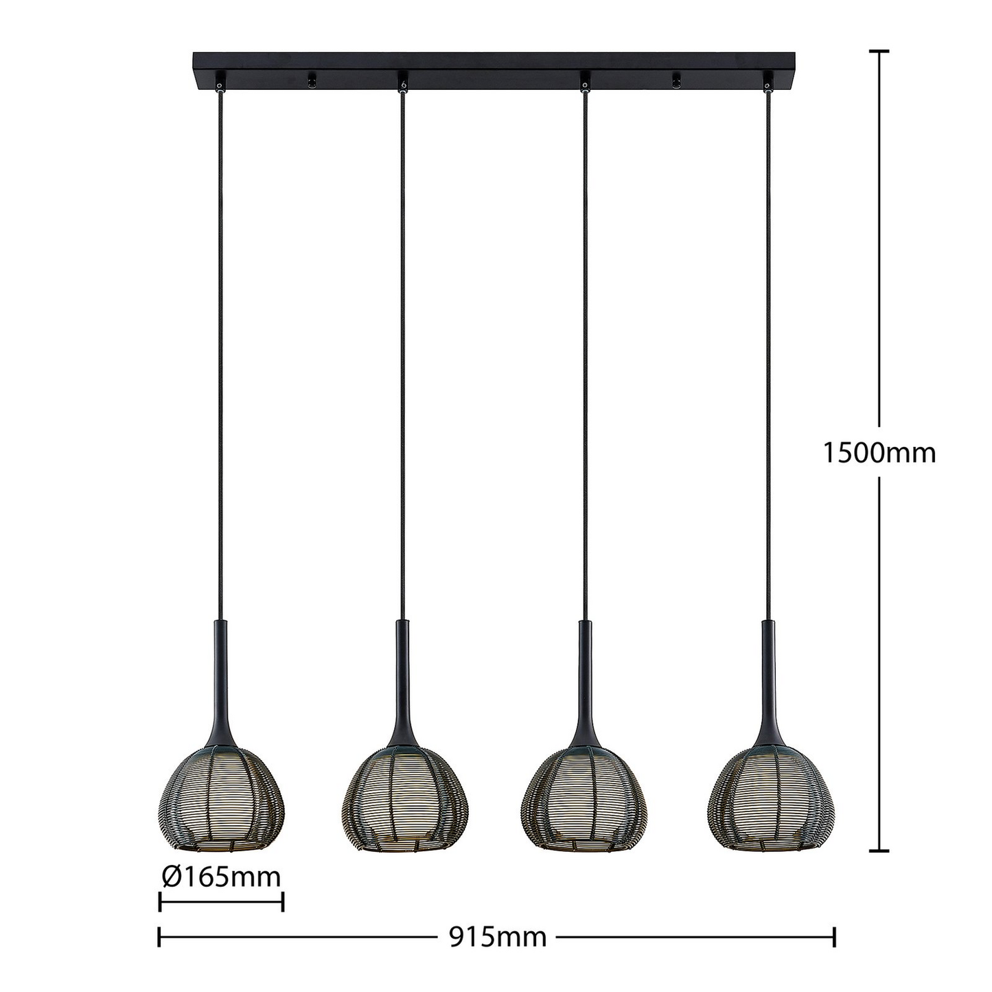 B-Ware Lucande Tetira Hängeleuchte Hängeleuchte Lampe Leuchte Esstisch 4fl Lang Schw397