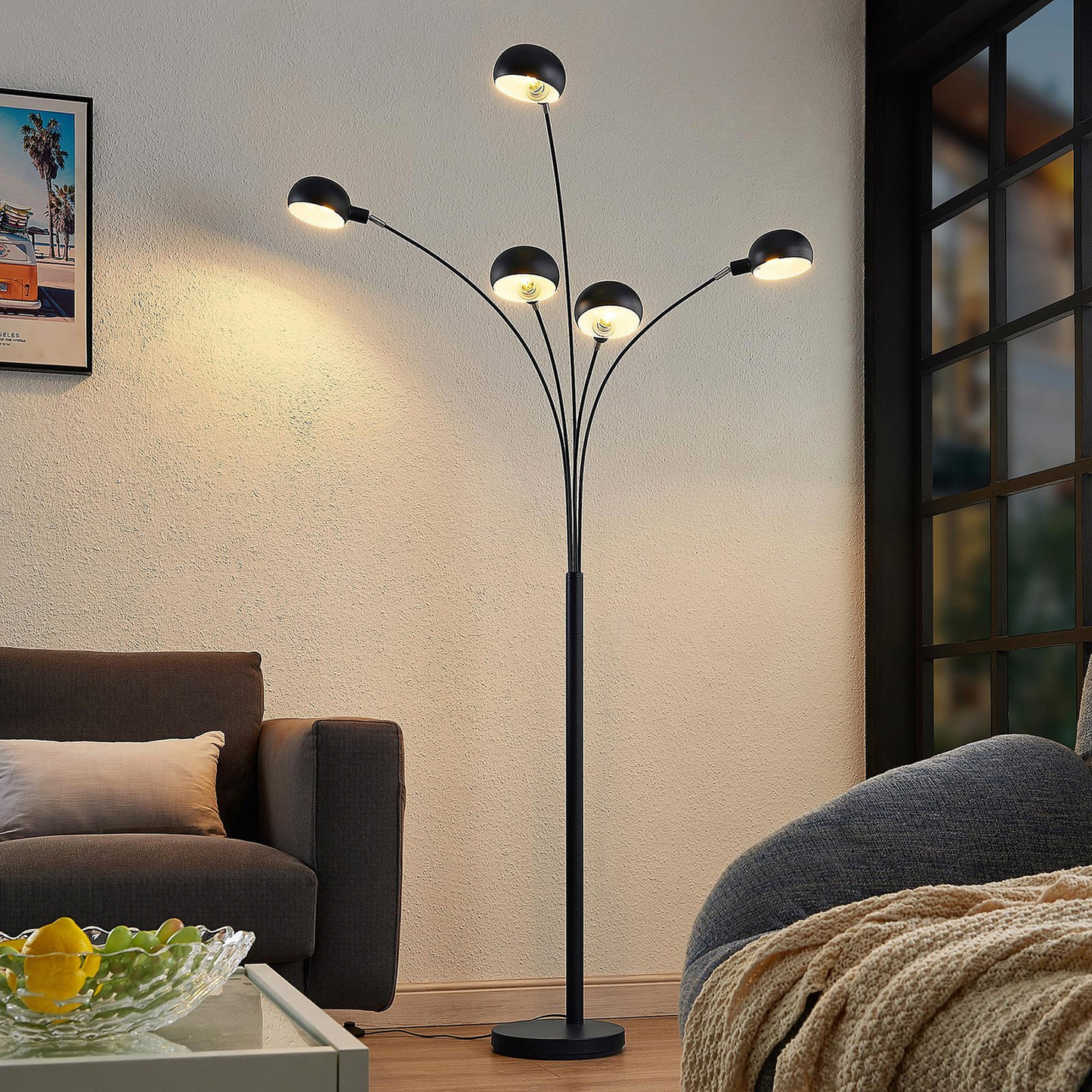 B-grade Lindby Jewa floor lamp, living room lamp, decorative floor lamp, reading lamp. 