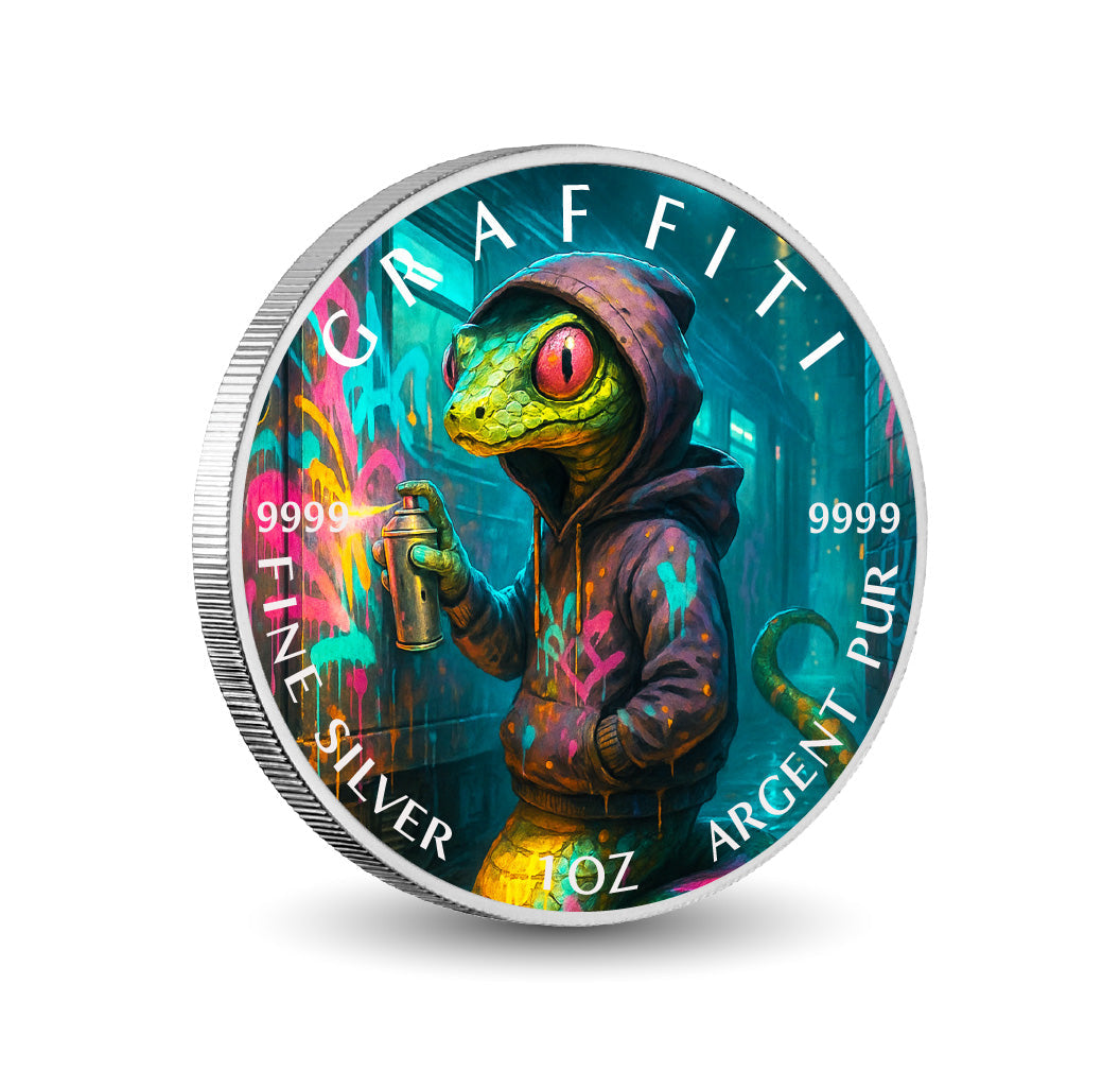 2026 Australia 1oz 9999 Silver BU Alley Reptile The Spraymaster Colourized