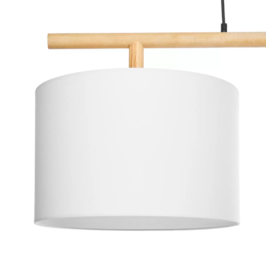 B-grade Lindby Chava pendant light, ceiling lamp, light fixture, two-light, E27, white, wood, 895