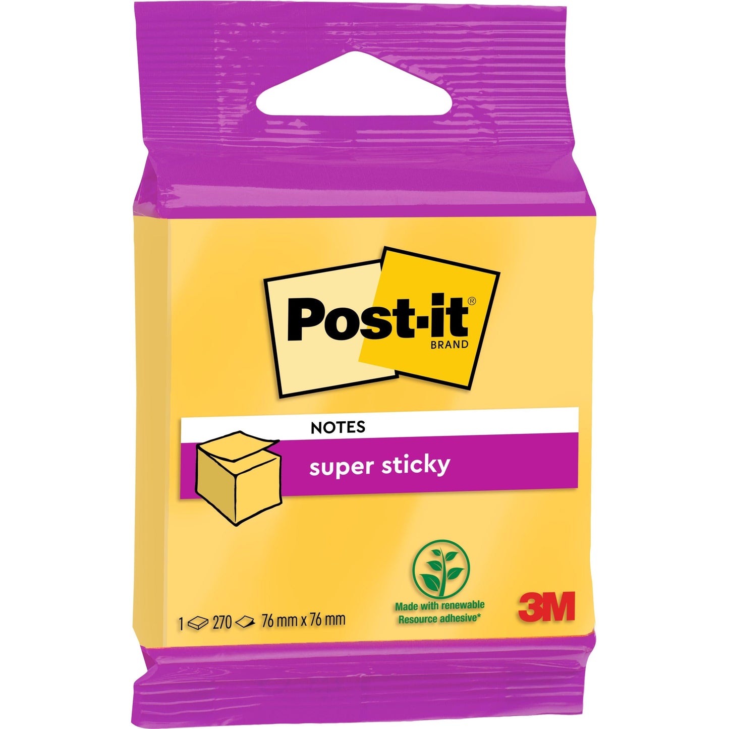Post-it® Super Sticky Notes Würfel, 76 mm x 76 mm, 100% PEFC