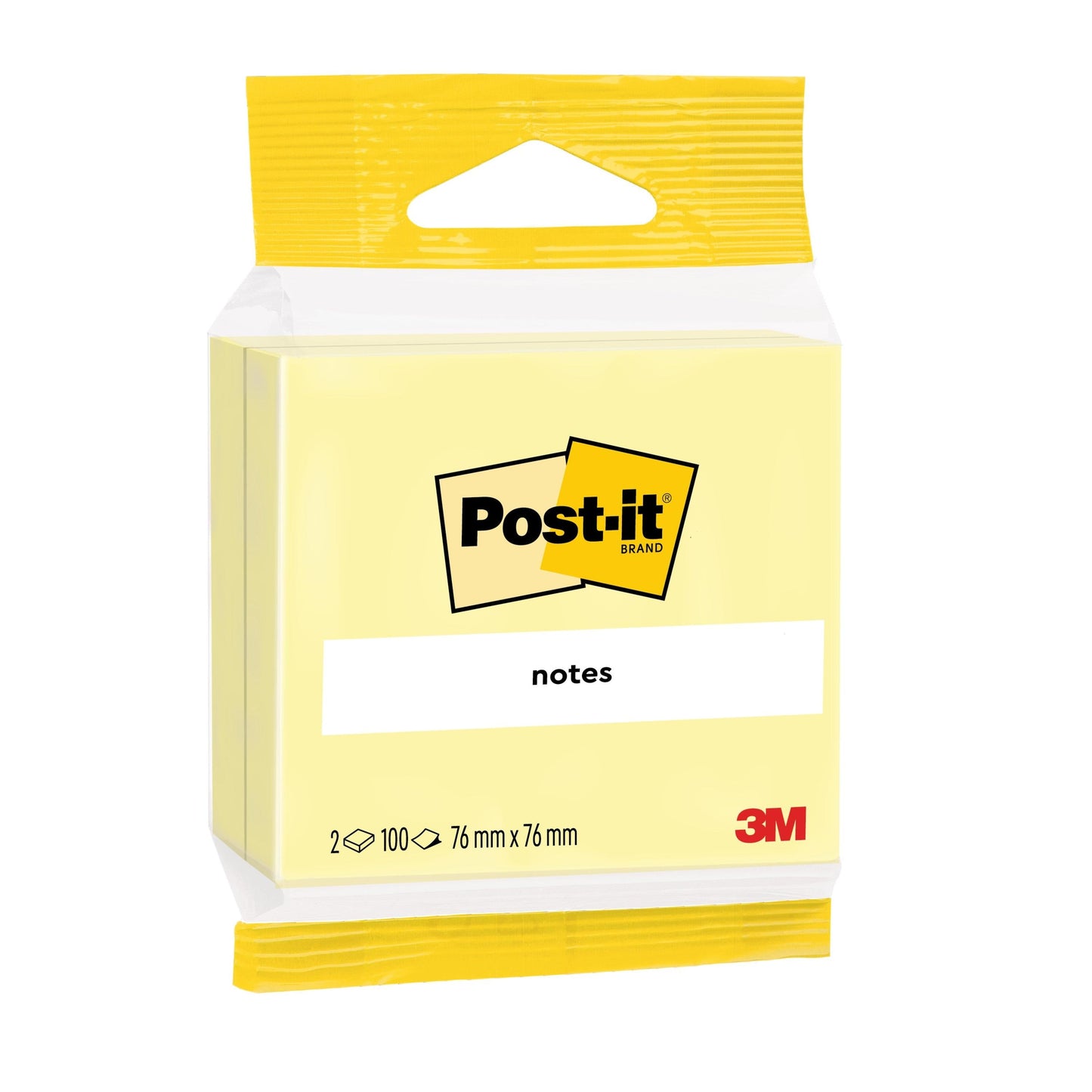 Post-it® Notes, Gelb, 76 mm x 76 mm, 100 Blatt/Block, 2 Blöcke/Packung, 100% PEFC, SGSCH-PEFC-COC-110078 | Packung (1 Stück)