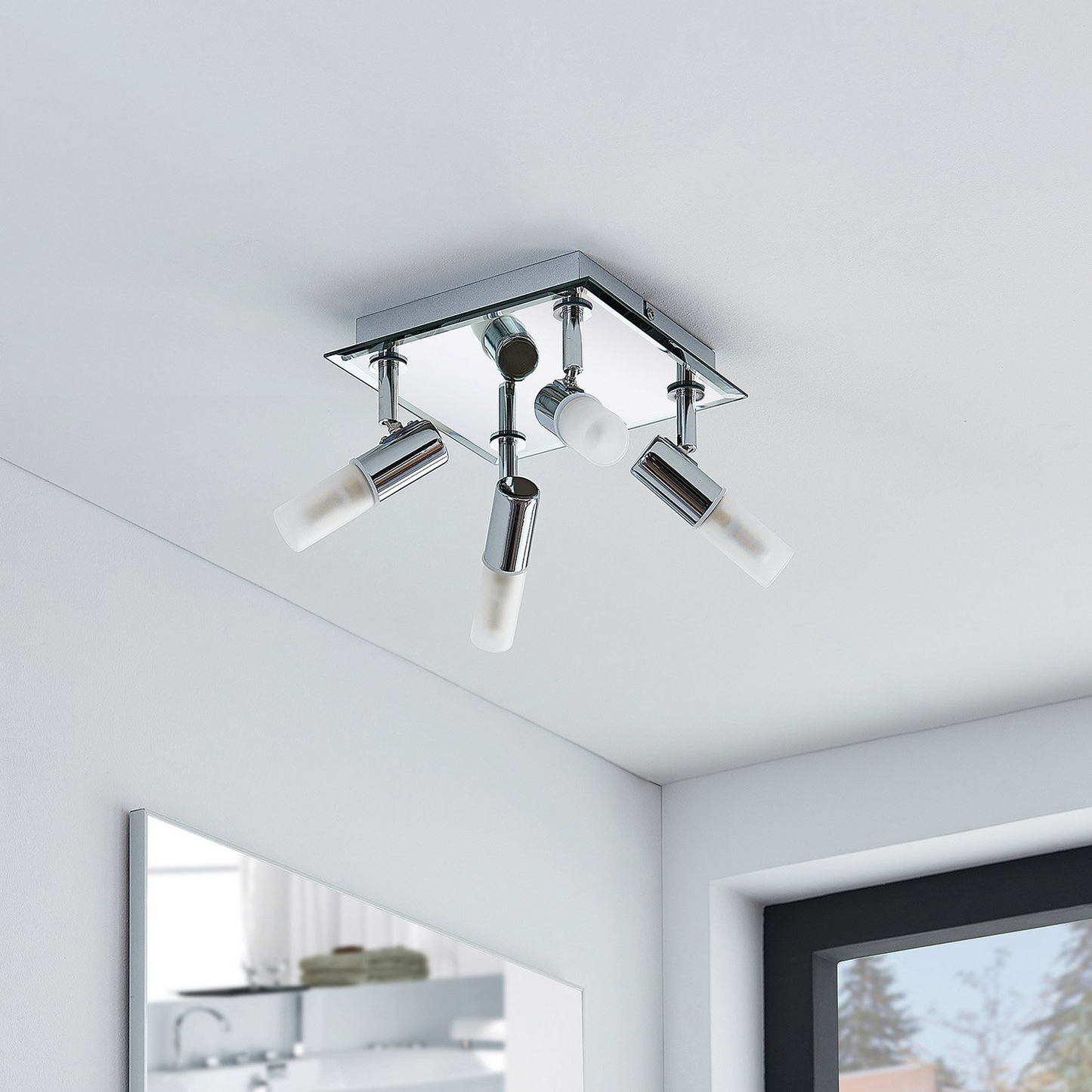 B-Ware Lindby Bad Deckenlampe Zela Deckenlampe Lampe 4 Flammig G9  32 X 32 Cm Chrom332