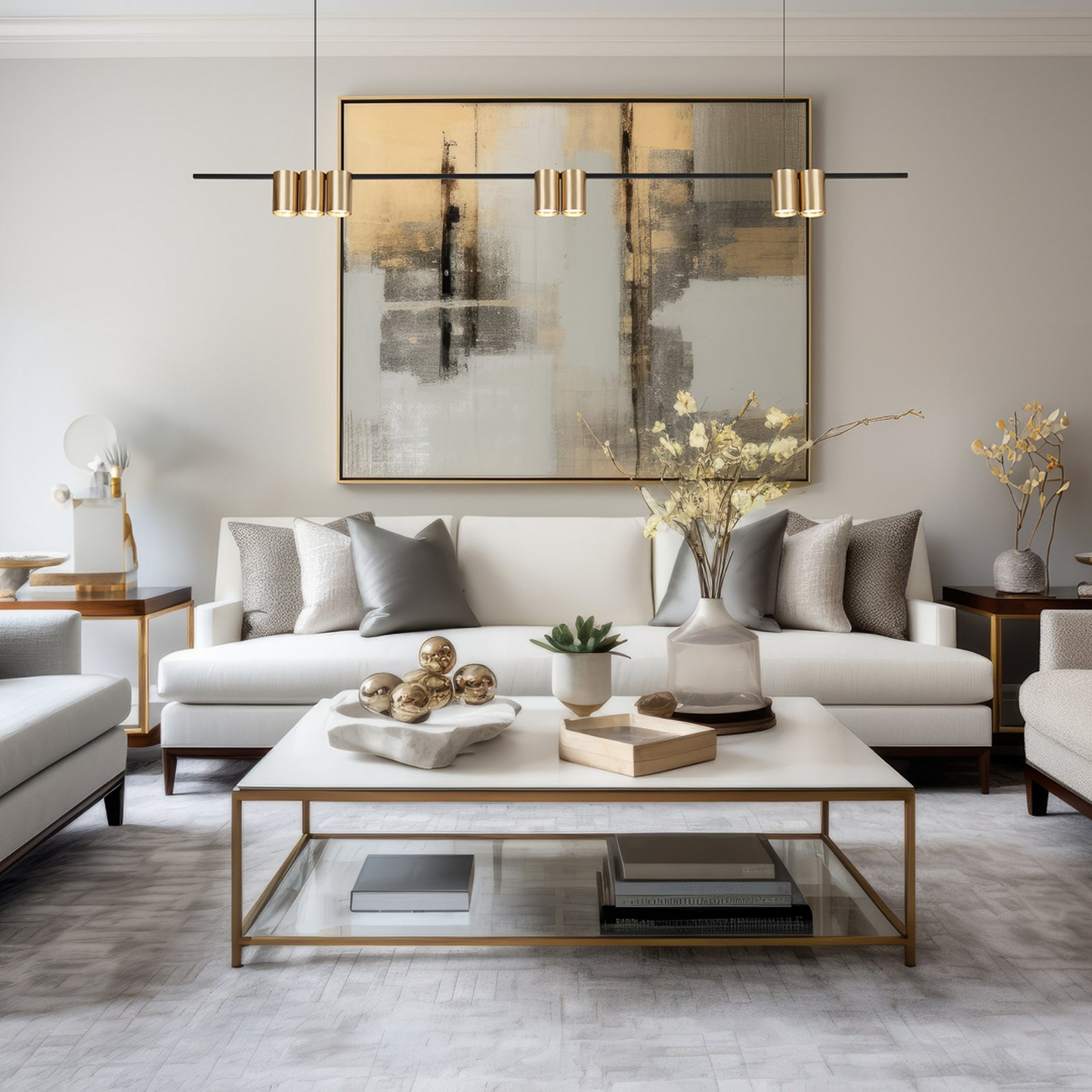 Hengilampi Genesis úr áli, svart/gull, 7 x Gu10, lengd 150 cm, Lamp591