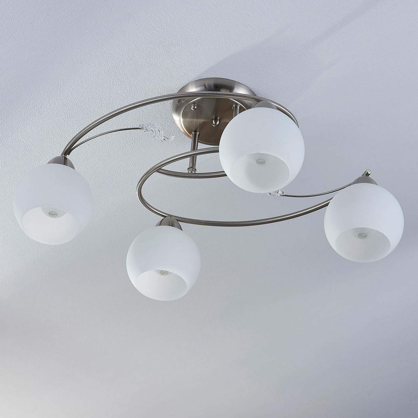 B-Ware Lindby 4 Flammige Deckenlampe Deckenleuchte Leuchte Lampe Svean Glas Silber E315