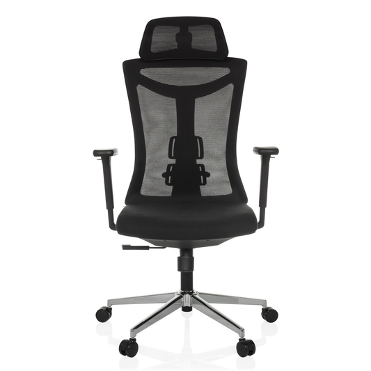 B-flokks Hjh skrifstofustóll með snúningsás Kamiak, bakstoð úr möskvaefni, svartur stóll