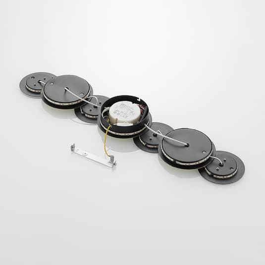 Lindby Grazyna LED veggljós í B-flokki, sjö ljós, 24W, svart 