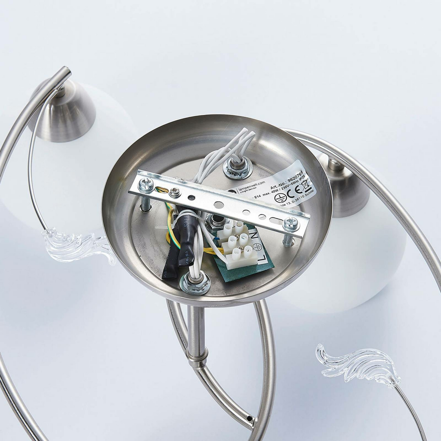 B-Ware Lindby 4 Flammige Deckenlampe Deckenleuchte Leuchte Lampe Svean Glas Silber E315