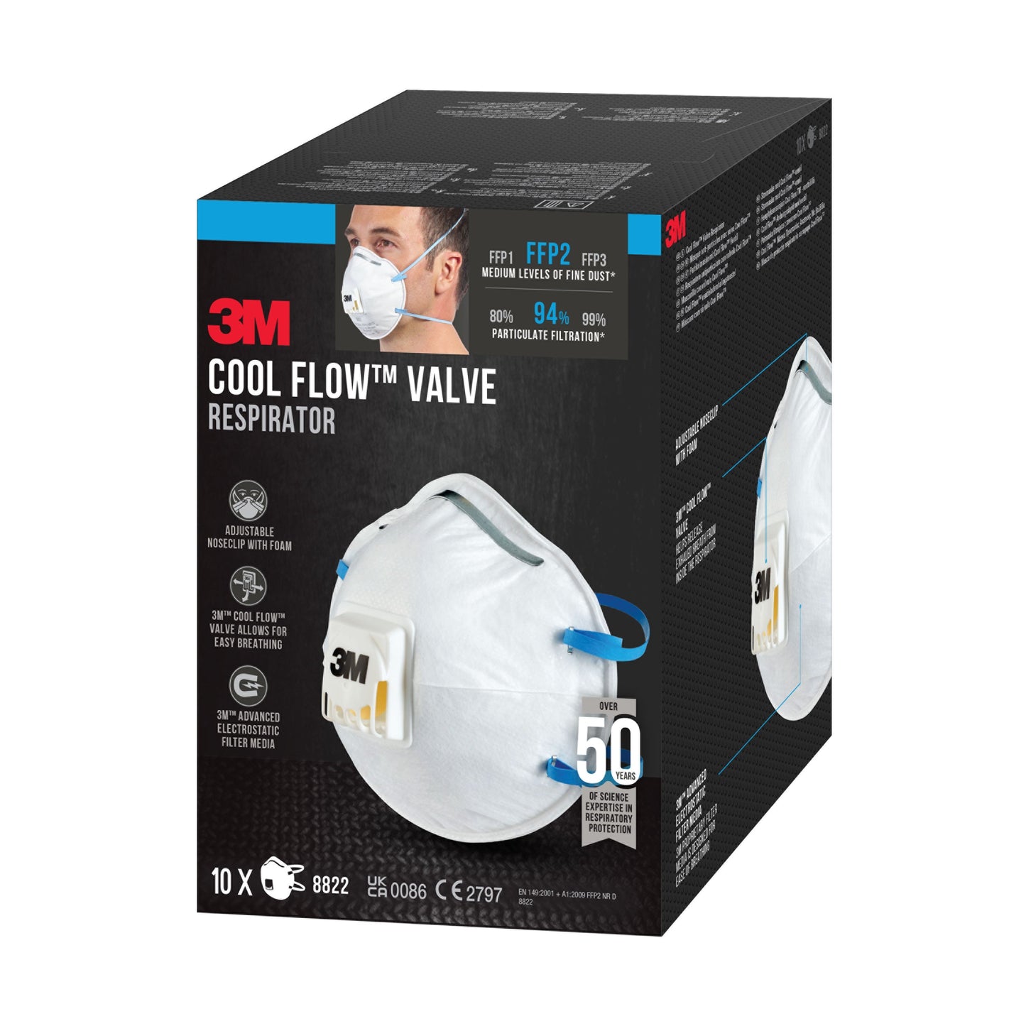 3M™ Cool Flow™ Partikelmaske 8822, FFP2, mit Ventil