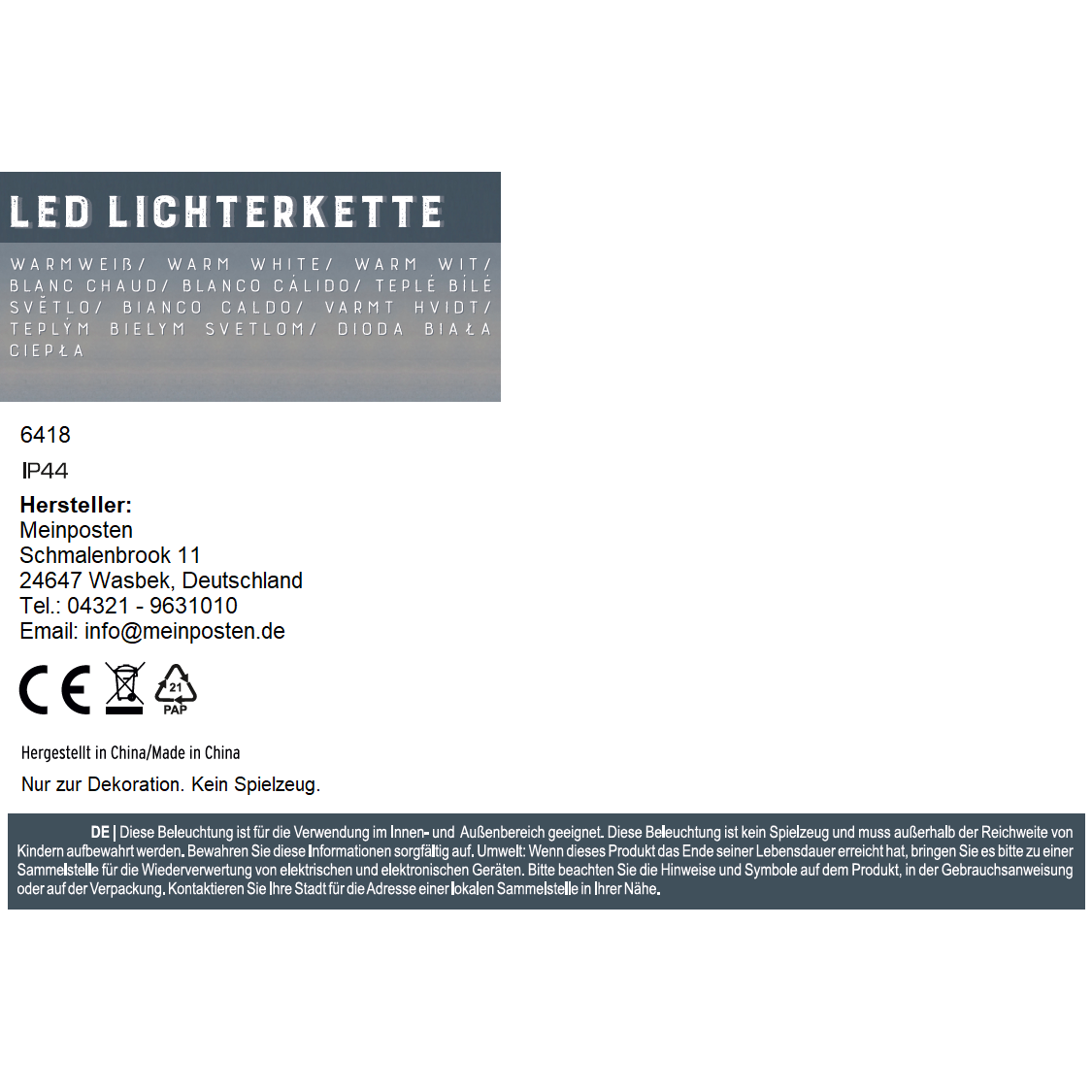Lichterkette warmweiß 768 LED Timer Gartenbeleuchtung innen & außen