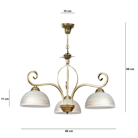 Hengiljós frá Emibig Lighting, Wivara 3, með þremur perum, gulllituðum ljósakrónulampa.