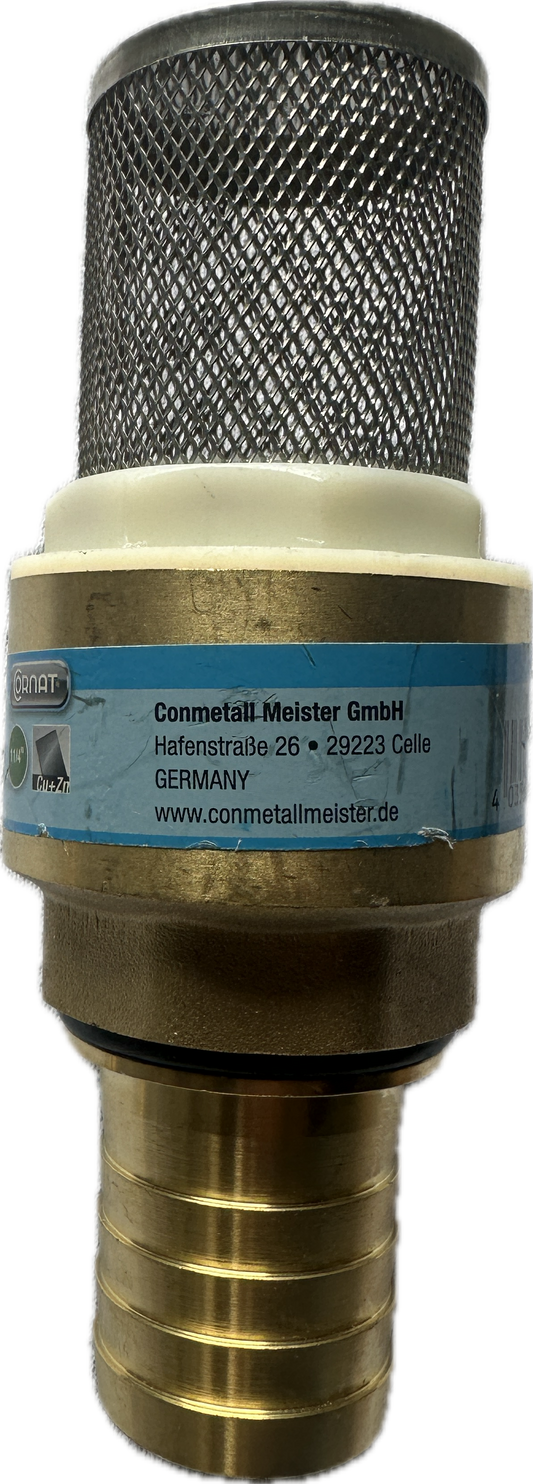Cornat Rückschlagventil aus Messing Ansaugfilter 1 1/4“ Schläuche Saugkorb zum Filtern