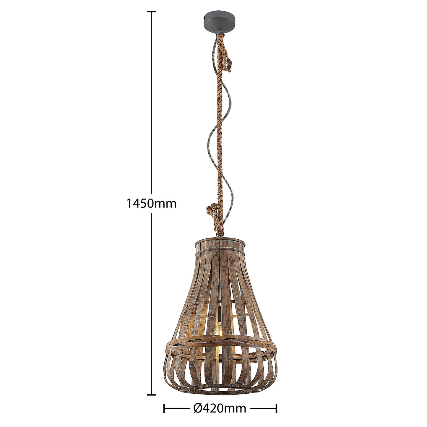 B-grade Lindby Haruno pendant light made of rattan, 42 cm, ceiling lamp, ceiling light, lamp, spotlight