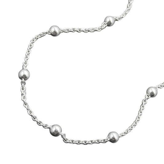 Ökklakeðja 1,3 mm akkeri, breytileg lengd með 13 kúlum úr silfri 925, 25 cm