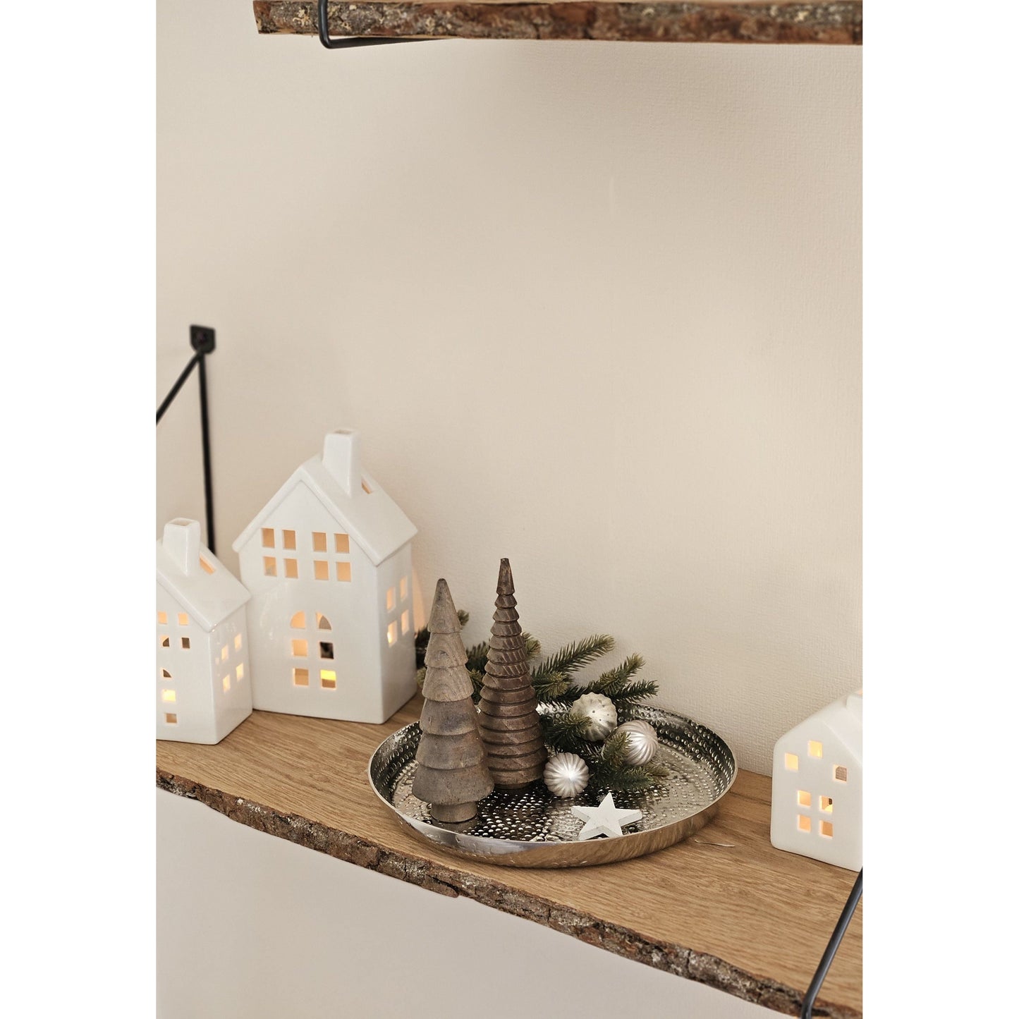 Dekoteller Teller Silber Metall rund Hammerschlag Kerzenteller Schale Ø 23 cm