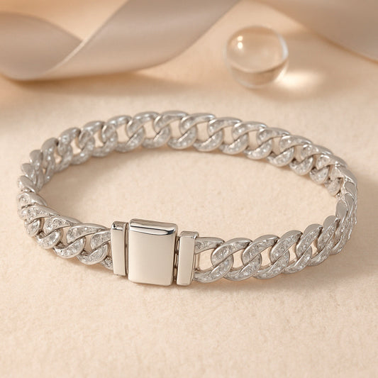 Armband aus Edelstahl, Gliederarmband mit Zirkonia, 19cm