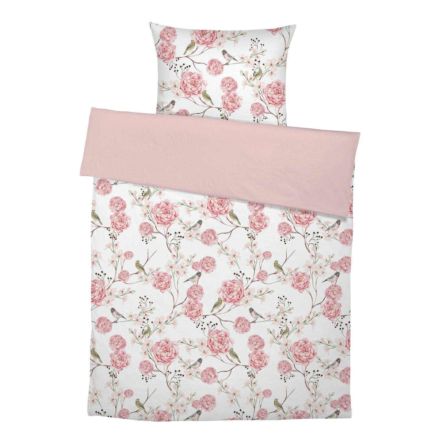 "Vögel und Blumen" Premium Kinderbettwäsche