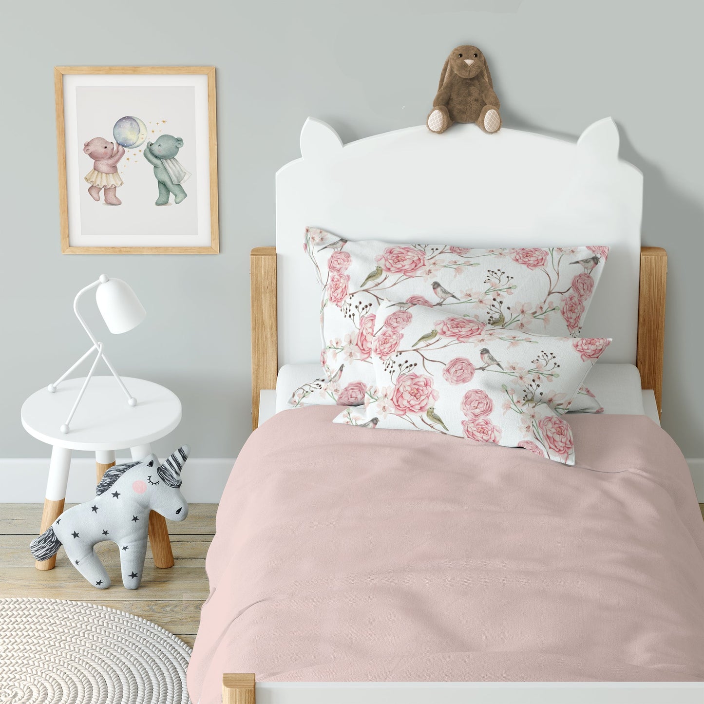 "Vögel und Blumen" Premium Kinderbettwäsche