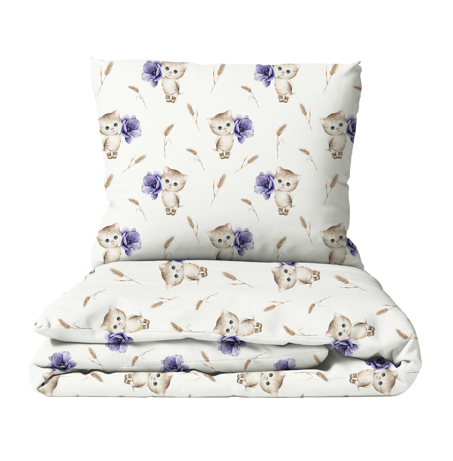 "Cat with Flowers" Premium Children's Bedding 