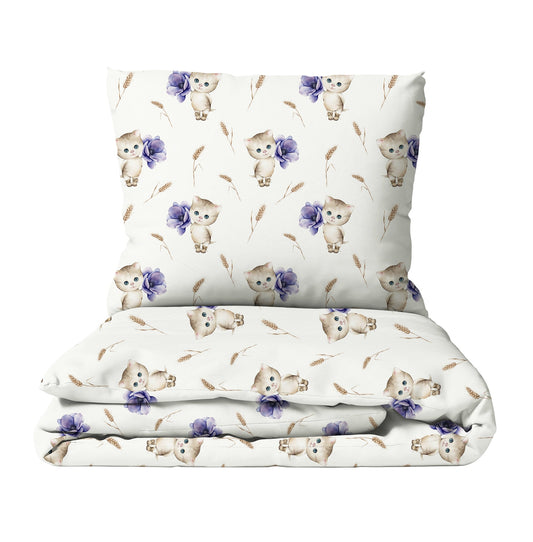 "Cat with Flowers" Premium Children's Bedding 
