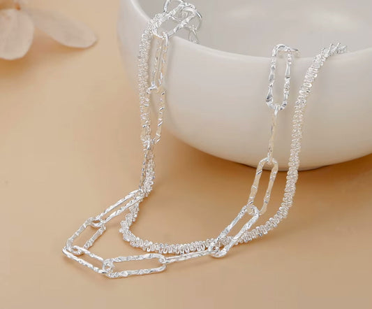 Armband aus 925er-Sterling-Silber, doppellagige Kette, 19cm