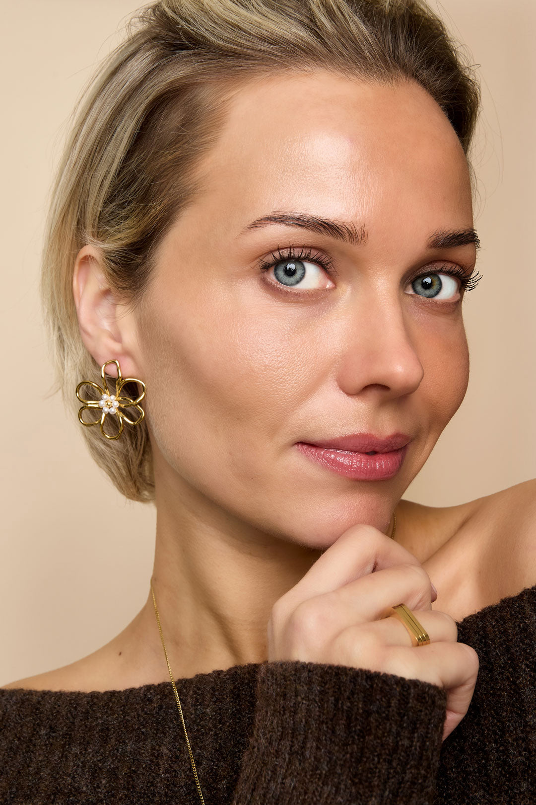 Edelstahl Ohrstecker Blume Casual Daily Simple Serie Damenschmuck