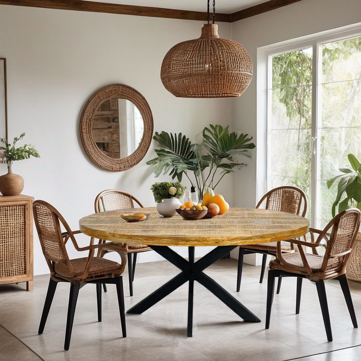 Borðstofuborð - sporöskjulaga 190x100cm - borðstofuborð - Liverpool - gegnheilt mangóvið