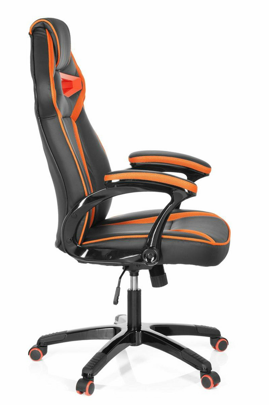 B-lager Hjh skrifstofuleikstóll Guardian svartur appelsínugulur gervileður