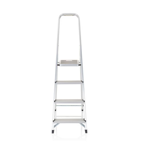 B-grade Hjh Office Folding Ladder Solid II Aluminum Inium 4 Steps Workshop Accessory