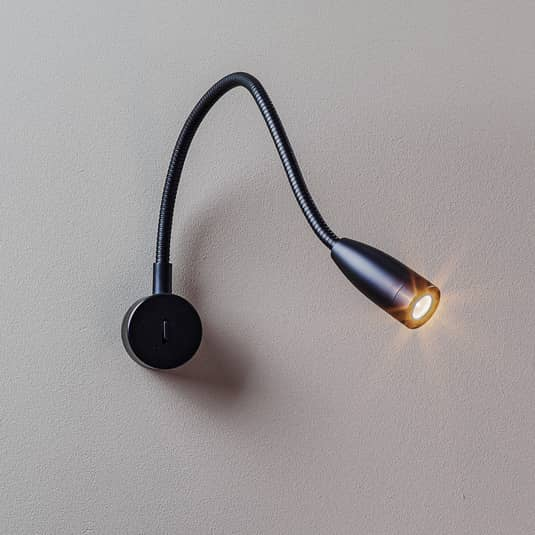 B-flokks LED C4 Rúm LED veggljós, vegglampi, leslampi, kringlótt LED, svart 698 