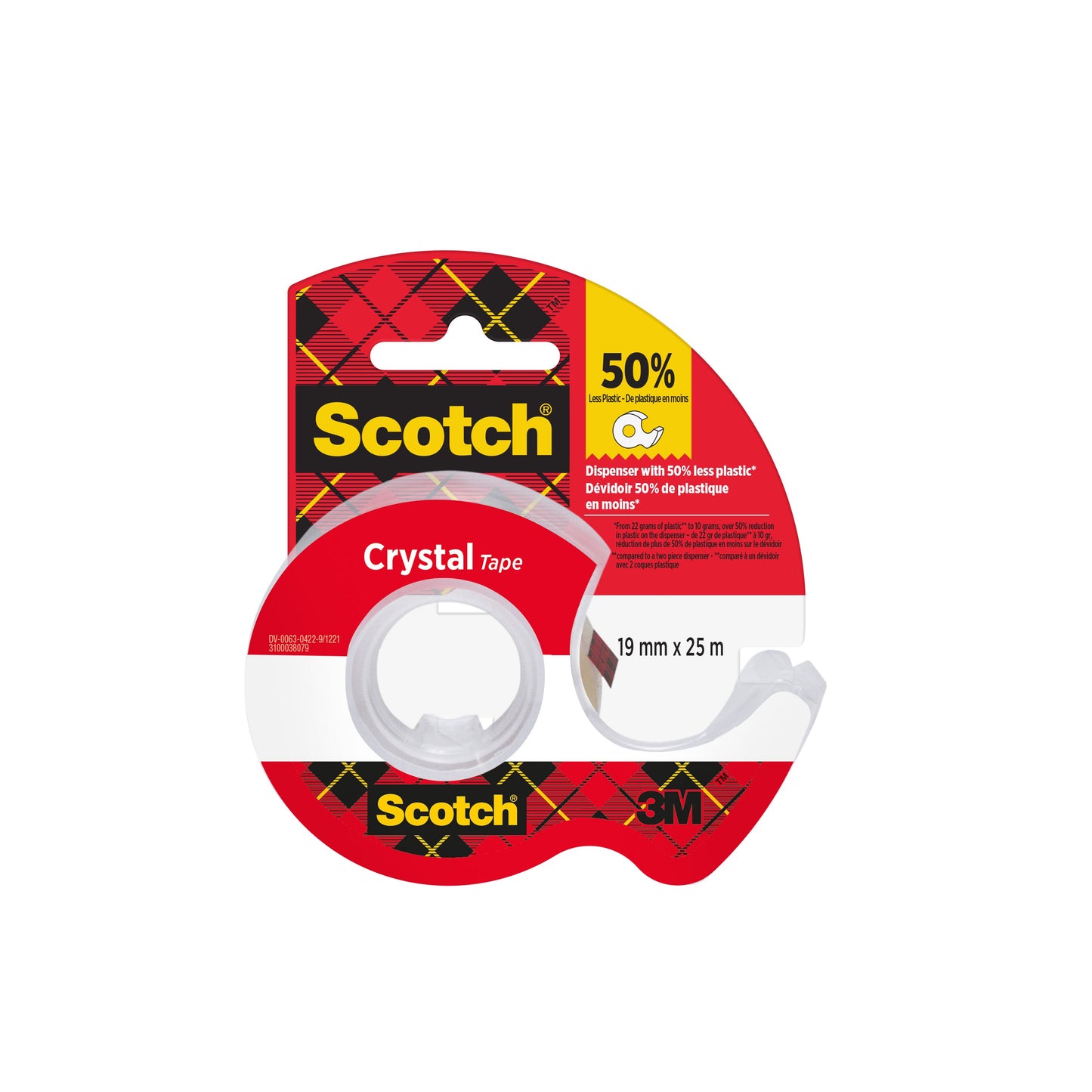 Scotch® Crystal Klebeband 6-1925D, 19 mm x 25 m, 1 Rolle auf Handabroller/Packung